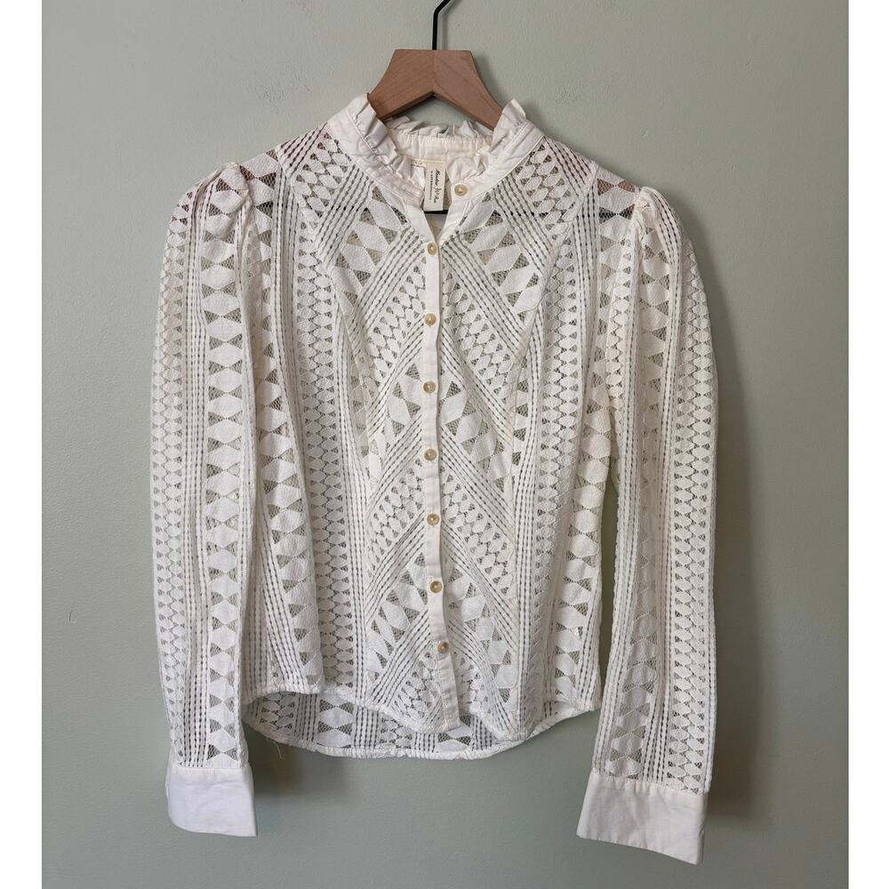 Meadow Rue Anthropologie Lace Blouse Size 2 Romantic - Picture 2 of 9